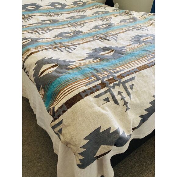Carstens Comforter Bedding Lodge Double Twin Southwest Aztec Rustic Badlands Blu - Picture 3 of 10